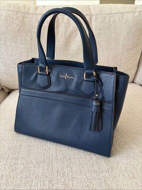 Cole Haan Navy Blue Leather Tassel Satchel